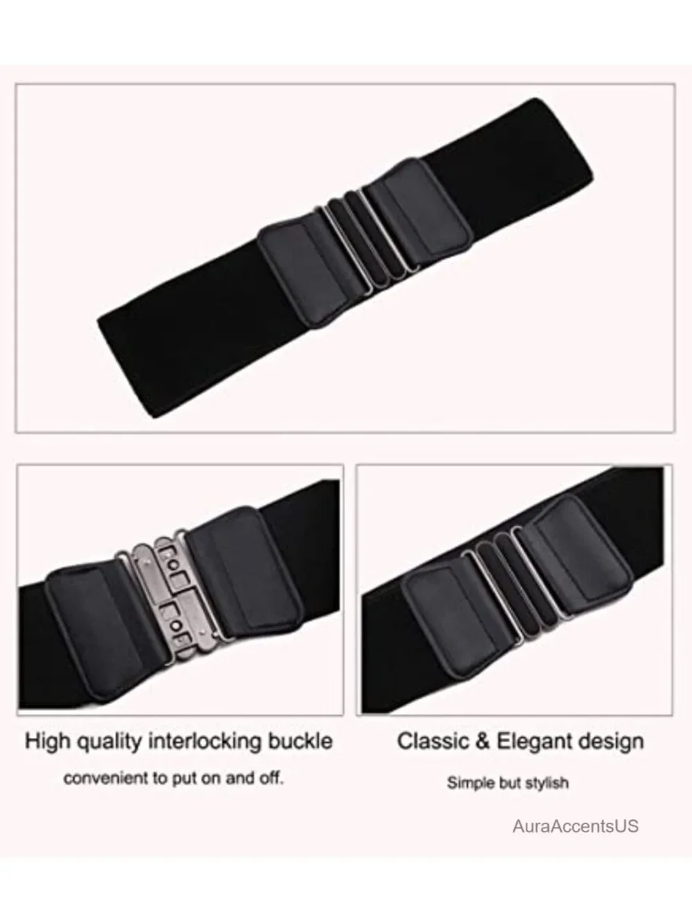 Faux Leather Elastic Stretch Waist Belt for Women - 2.95in Wide